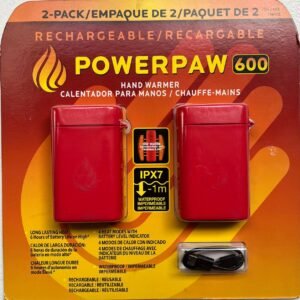 2-PACK POWERPAW 600 IPX7 Premium Waterproof Rechargeable Hand Warmer - Red IPX7 waterproof rechargeable hand warmer